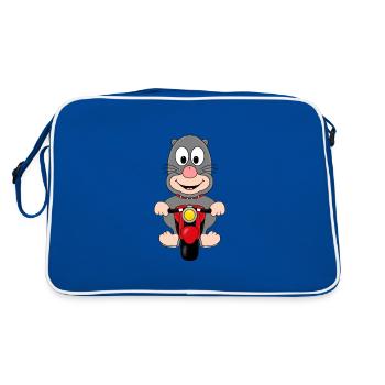 MAULWURF - MOTORRAD - MOTORRADFAHRER - BIKER - Retro Tasche - Blau/Weiß - Hinten