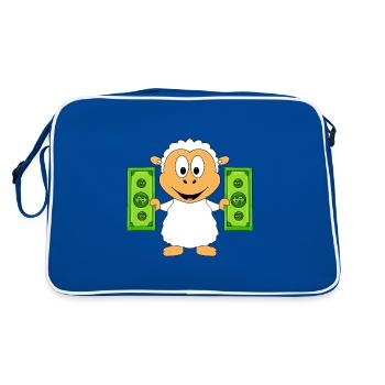 SCHAF - GELD - TIER - TIERISCH - Retro Tasche - Blau/Weiß - Hinten