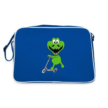 KROKODIL - ROLLER - TIER - TIERISCH - Retro Tasche - Blau/Weiß - Hinten