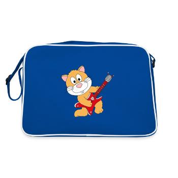HAMSTER - GITARRE - MUSIK - TIERISCH - Retro Tasche - Blau/Weiß - Hinten