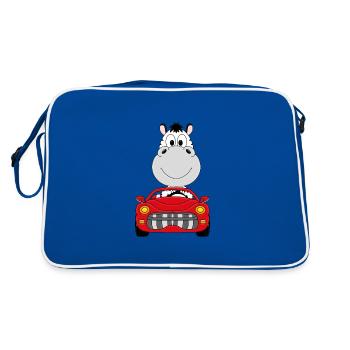 ZEBRA - AUTO - TIER - TIERISCH - Retro Tasche - Blau/Weiß - Hinten