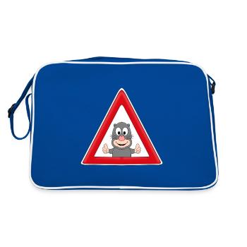 ACHTUNG MAULWURF - TIER - TIERISCH - Retro Tasche - Blau/Weiß - Hinten