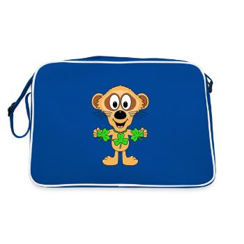 ERDMÄNNCHEN - KLEEBLÄTTER - TIER - TIERISCH - Retro Tasche - Blau/Weiß - Hinten
