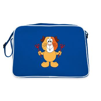 MEERSCHWEINCHEN - TEUFEL -TIER - TIERISCH - Retro Tasche - Blau/Weiß - Hinten