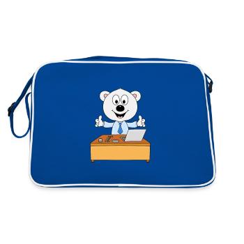 EISBÄR - BERUF - JOB - CHEF - MITARBEITER - TIER - Retro Tasche - Blau/Weiß - Hinten