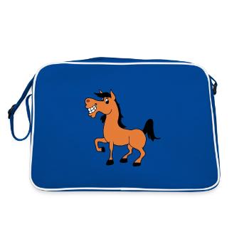 PFERD - PONY - REITEN - TIER - TIERISCH - BABY - Retro Tasche - Blau/Weiß - Hinten