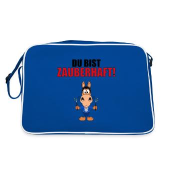 PFERD - PONY - ZAUBERER - DU BIST ZAUBERHAFT! - Retro Tasche - Blau/Weiß - Hinten
