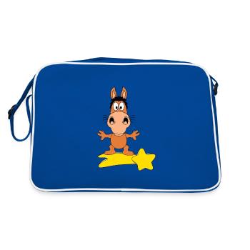 STERNSCHNUPPE - PFERD - PONY - TIER - Retro Tasche - Blau/Weiß - Hinten