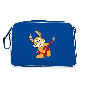 HASE - GITARRE - MUSIK - TIER - TIERISCH - LIEBE - Retro Tasche - Blau/Weiß - Hinten
