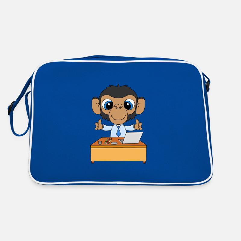 SCHIMPANSE - ARBEIT - AFFE - CHEF - MITARBEITER Retro Tasche