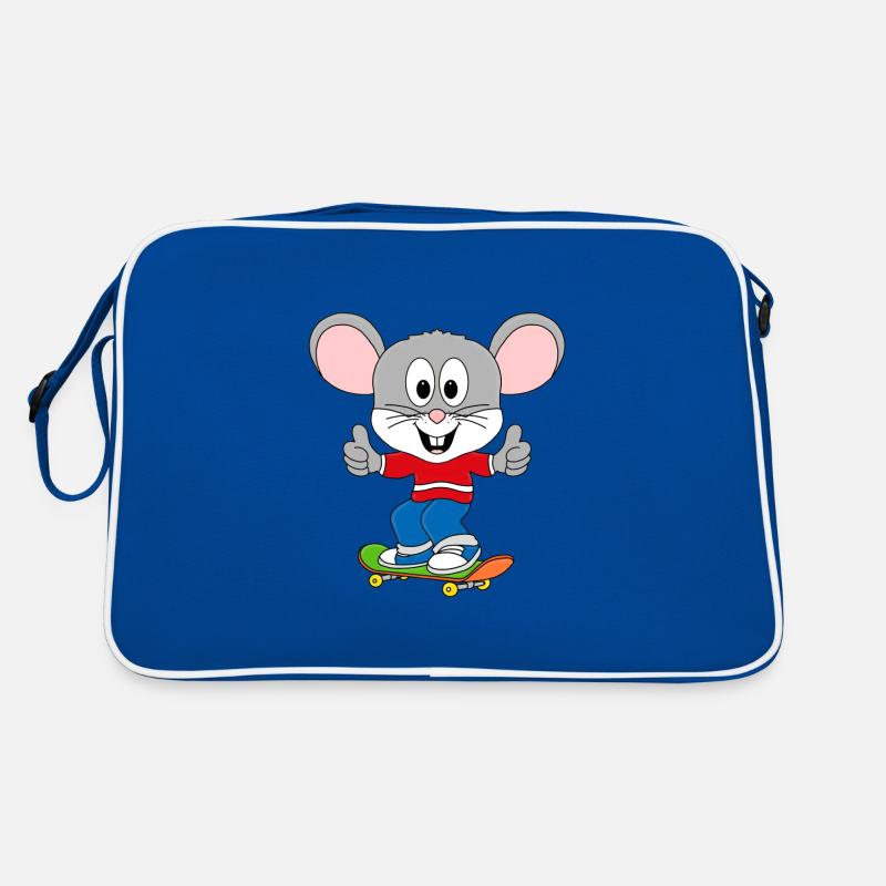 MAUS - SKATEBOARD - FUNSPORT - TIER - Retro Tasche - Blau/Weiß
