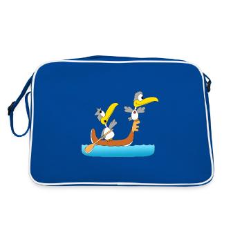 MÖWEN - BOOT - SCHIFF - GONDOLIERE - LIEBE - Retro Tasche - Blau/Weiß - Hinten