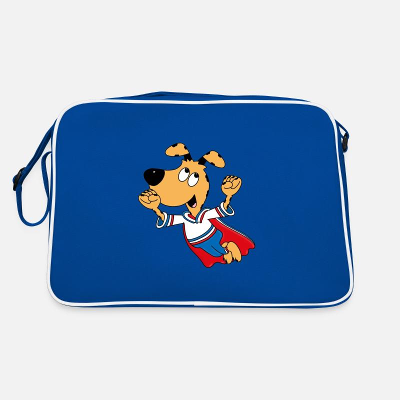 HUND - SUPERHELD - HELD - TIER - KIND - BABY - Retro Tasche - Blau/Weiß