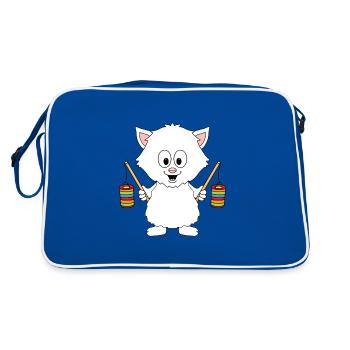 KATZE - KATER - LATERNE - LATERNENUMZUG - Retro Tasche - Blau/Weiß - Hinten