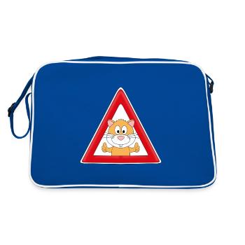 ACHTUNG HAMSTER - TIER - TIERISCH - Retro Tasche - Blau/Weiß - Hinten