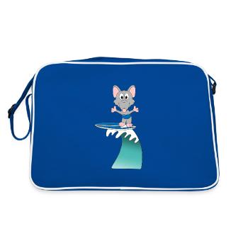 WASSERRATTE - SURFER - WELLENREITER - WASSERSPORT - Retro Tasche - Blau/Weiß - Hinten