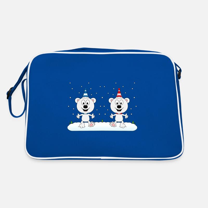 EISBÄREN - SCHNEE - WINTER - EISBÄR - LIEBE - LOVE - Retro Tasche - Blau/Weiß