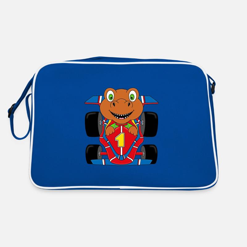 T-REX - DINOSAURIER - AUTO - RENNFAHRER - DINO Retro Tasche