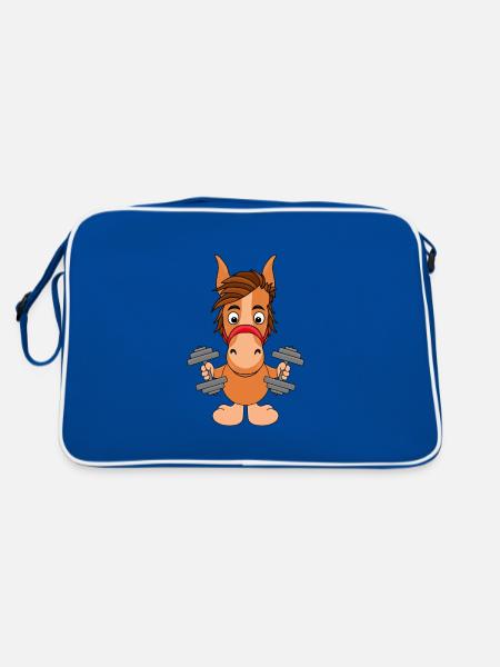 PFERD - PONY - FITNESS - Retro Tasche - Blau/Weiß - Hinten