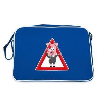 SCHIEDSRICHTER - SCHIRI - SCHWEIN - SAU - FUßBALL - Retro Tasche - Blau/Weiß - Hinten