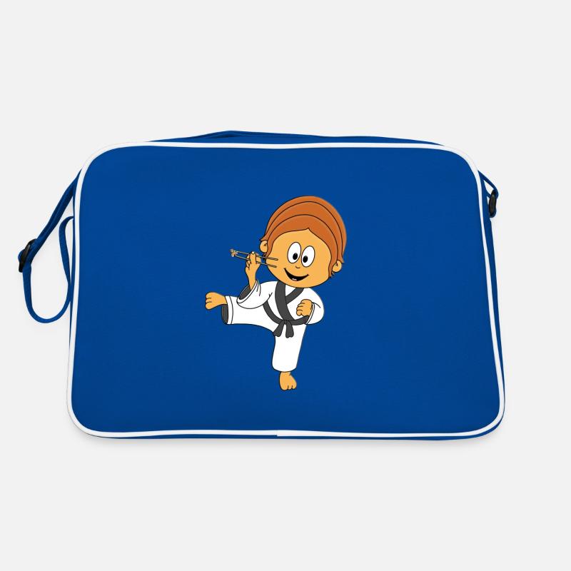 JUNGE - FLIEGENFÄNGER - KARATE - STÄBCHEN - FLIEGE Retro Tasche