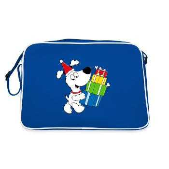 WEIHNACHTEN - GESCHENKE - HUND - TIERISCH - Retro Tasche - Blau/Weiß - Hinten