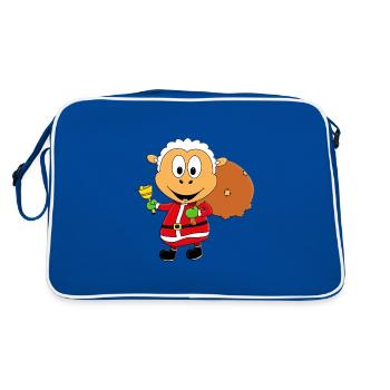 SCHAF - WEIHNACHTSMANN - TIER - TIERISCH - Retro Tasche - Blau/Weiß - Hinten