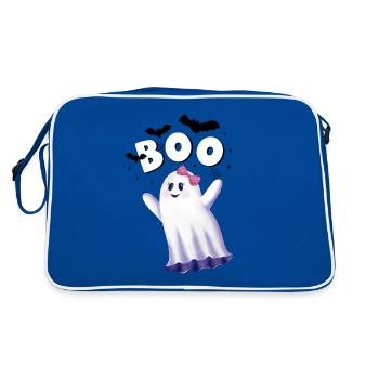 Halloween Geist. Boo - Retro Tasche - Blau/Weiß - Hinten