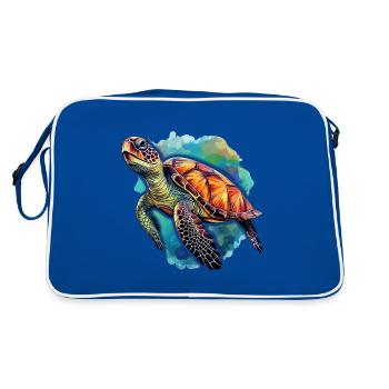 Schildkröte - Retro Tasche - Blau/Weiß - Hinten