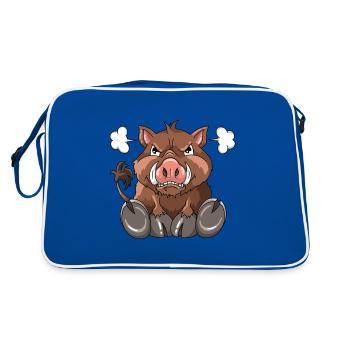 Angry wild boar forest residents - Retro Bag - blue/white - Back
