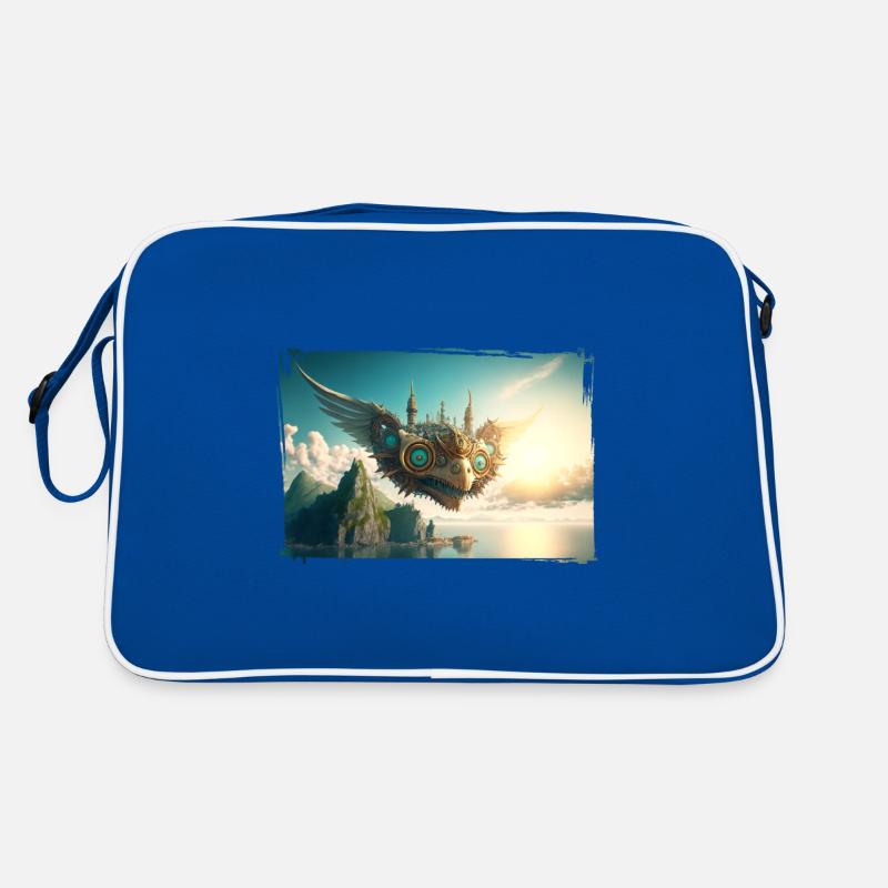 Avion Steampunk - Sac Retro - bleu/blanc