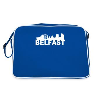 Idée cadeau Skyline de Belfast au Royaume-Uni - Sac Retro - bleu/blanc - Dos
