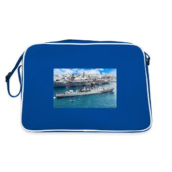 leopard and eagle oil1 - Retro Bag - blue/white - Back