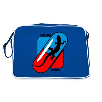 Nehmen Sie Ihre Medizin - Geckos - Retro Tasche - Blau/Weiß - Hinten