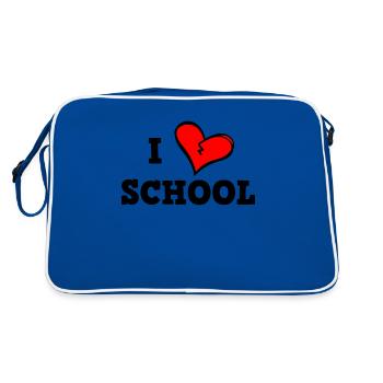 Ich liebe Schule - Retro Tasche - Blau/Weiß - Hinten