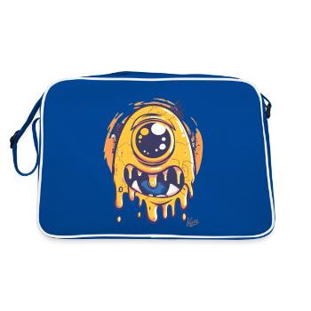 Funny One-Eyed Cyclops: Cute Monster - Retro Bag - blue/white - Back