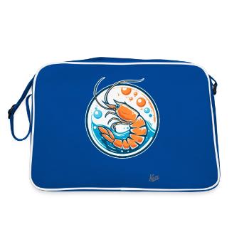 Ocean waves and bubbles: shrimp with style - Retro Bag - blue/white - Back
