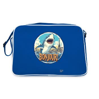 Bonne journée! Le requin dans la Seine dit Bonjour ! - Sac Retro - bleu/blanc - Dos