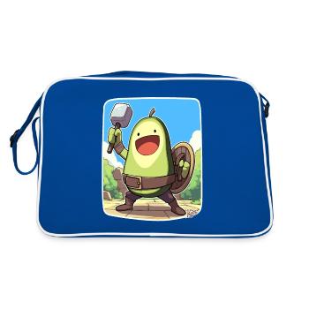Lustige Krieger-Avocado - Retro Tasche - Blau/Weiß - Hinten