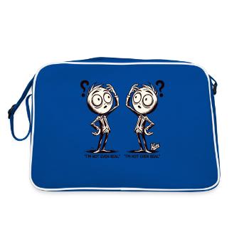 Cartoon man in doubt: Am I real at all? - Retro Bag - blue/white - Back