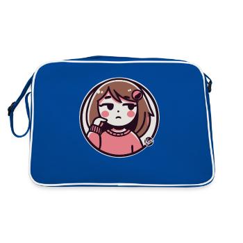 Bored cartoon girl - Retro Bag - blue/white - Back