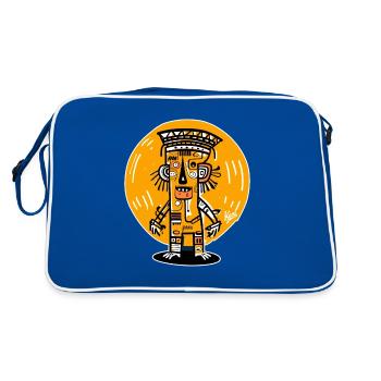 Dessin animé abstrait Maya Inca Graffiti - Sac Retro - bleu/blanc - Dos