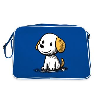 chiot de dessin animé mignon et joyeux - Sac Retro - bleu/blanc - Dos
