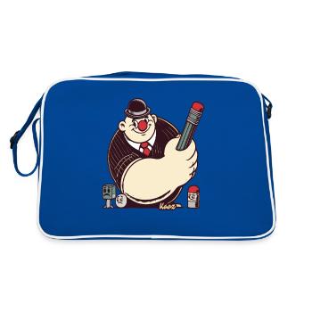Retro cartoon man with big pen - Retro Bag - blue/white - Back