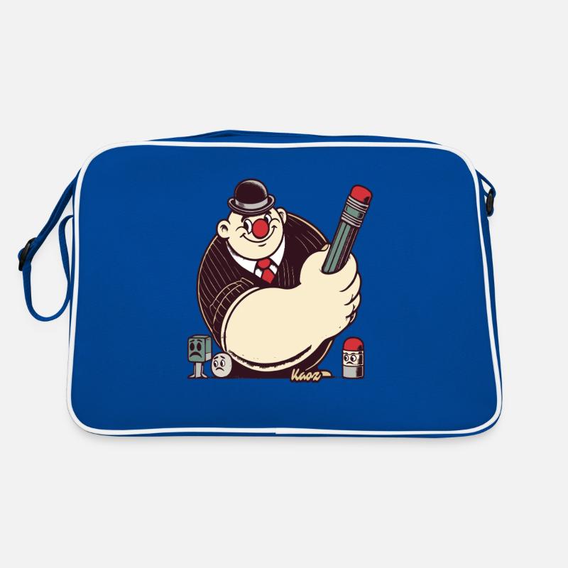 Retro-Cartoon-Mann mit großem Stift Retro Tasche