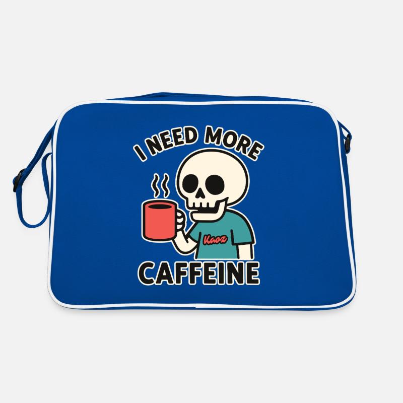 funny skeleton needs more caffeine or coffee Retro Bag