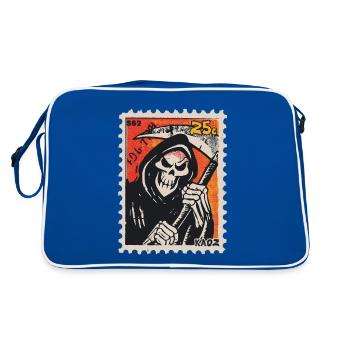 Grim Reaper Comic on Postage Stamp - Retro Bag - blue/white - Back