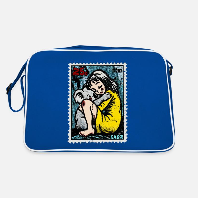Mädchen mit Koala auf einer Briefmarke Retro Tasche