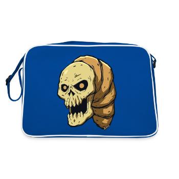 Ver du crâne – Motif de monstre effrayant - Sac Retro - bleu/blanc - Dos