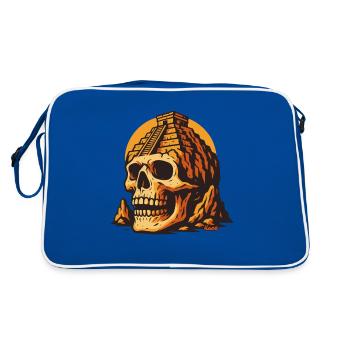 Crâne avec tempe et coucher de soleil - Sac Retro - bleu/blanc - Dos